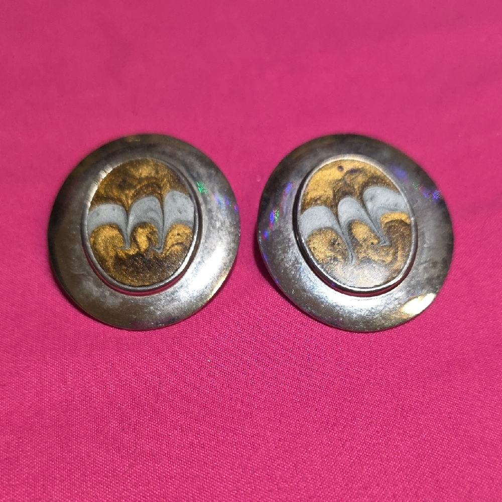 Vintage Gold and Silver Pierced Earrings